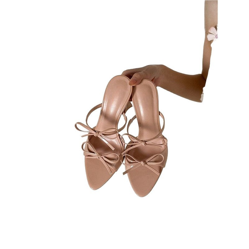 Damen elegante Slingback Sandalen mit Riemen und Schleifenverzierung EB
