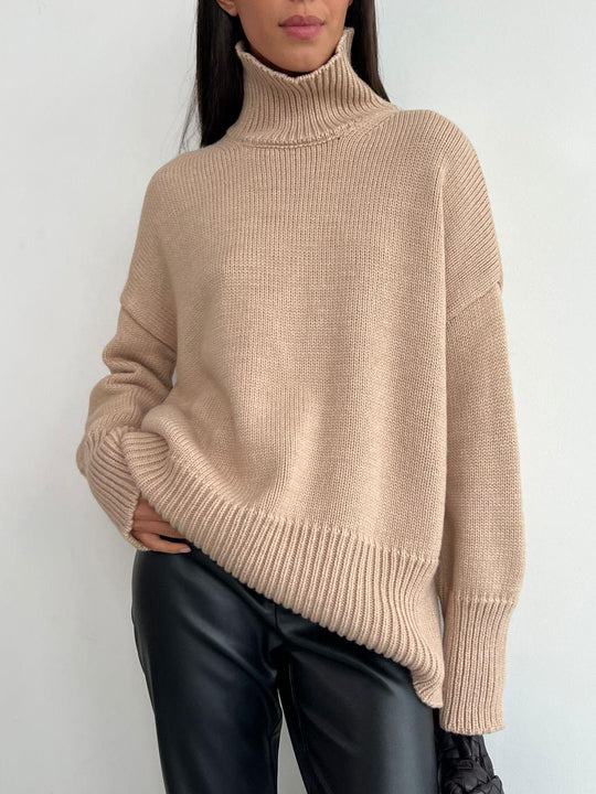 Damen Oversized Rollkragenpullover aus weichem Strick EB