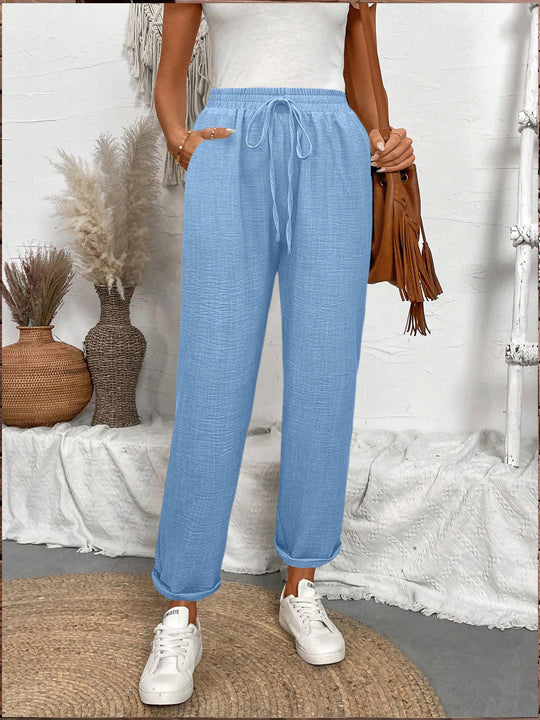 Damen Loungehose mit elastischem Bund und modischen Details EB