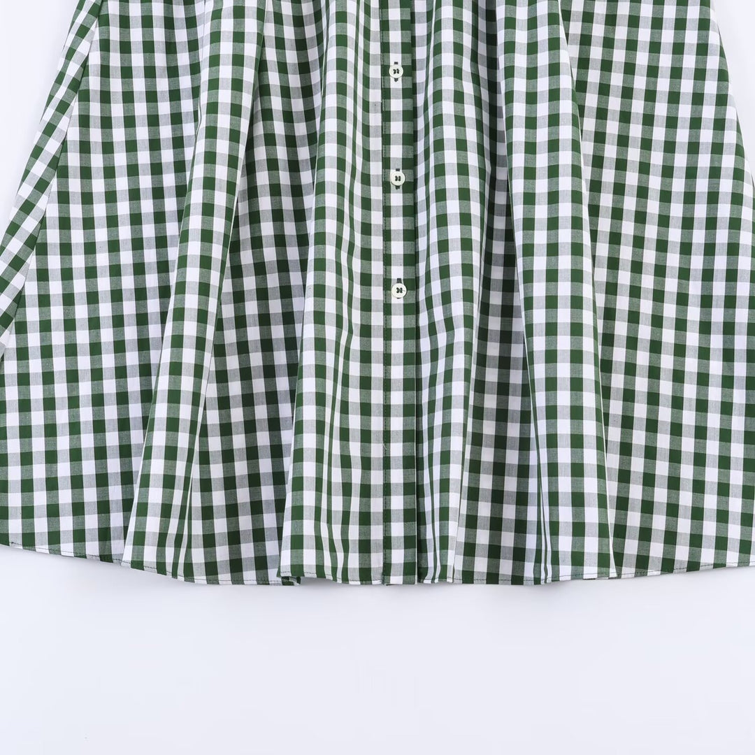 Damen Hemdblusenkleid im karierten Design mit Taillengürtel EB