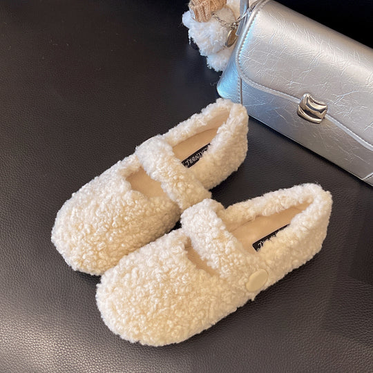 Damen Flauschige Hausschuhe mit elastischem Riemen EB
