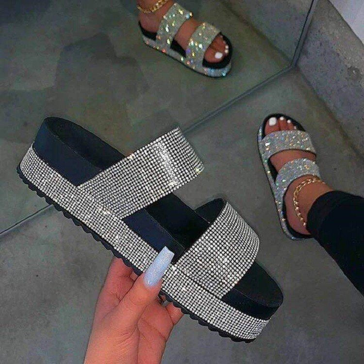 Damen Glamouröse Komfortsandalen mit Strassverzierungen EB