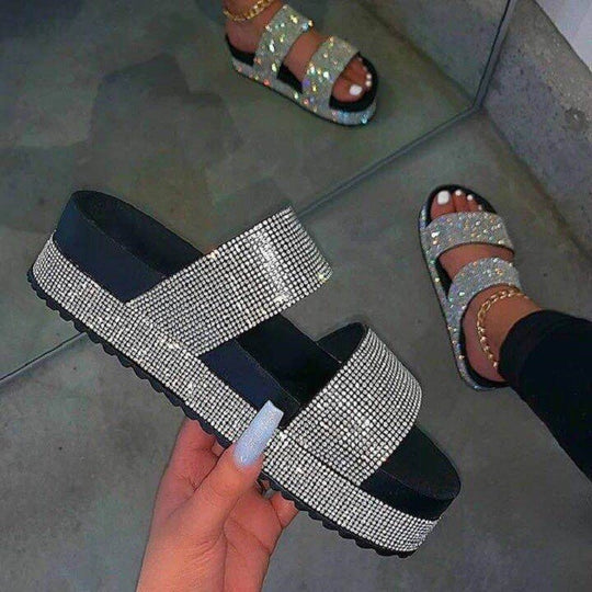 Damen Glamouröse Komfortsandalen mit Strassverzierungen EB