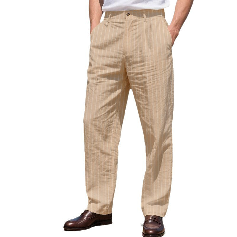 Herren Elegante Streifenhose mit lockerem Schnitt und praktischen Taschen EB