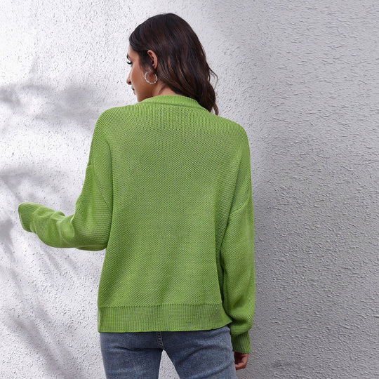 Damen Grob gestrickter Pullover mit floralem Motiv und lässigem Schnitt EB