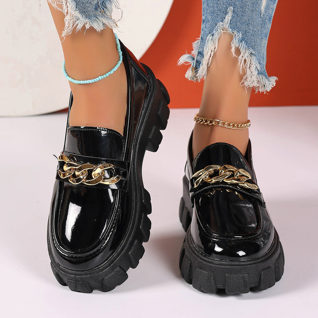 Damen Chunky Loafers mit modischer Kettenapplikation EB