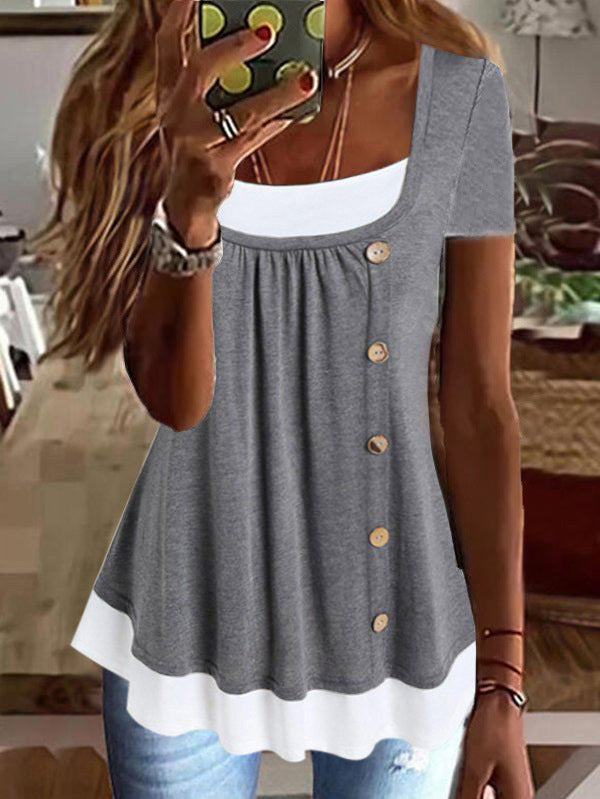 Damen Modisches Oberteil mit Knopfdetails EB