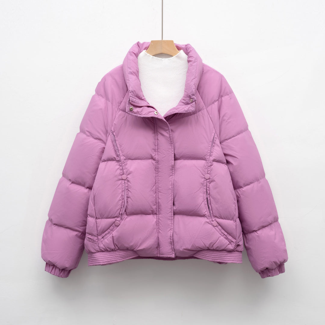 Damen Voluminöse Steppjacke mit modernem Kragen und praktischen Taschen EB
