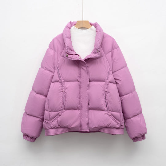 Damen Voluminöse Steppjacke mit modernem Kragen und praktischen Taschen EB