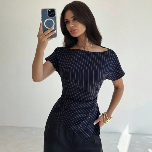 Damen stilvolles Oberteil mit feinem Streifenmuster und weichem Fall EB