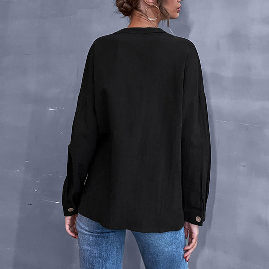 Damen lässige Bluse mit Knopfdetails und verkürztem Schnitt EB