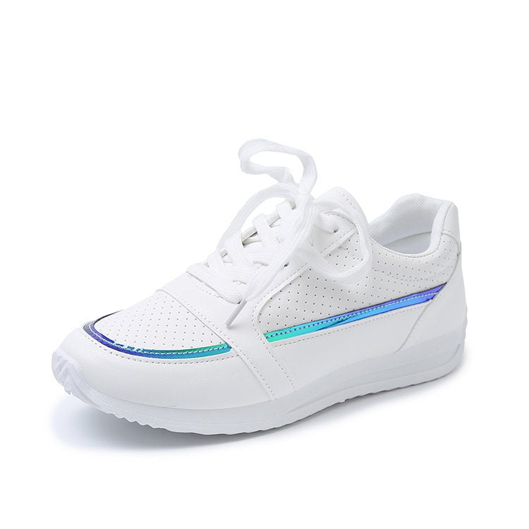 Damen modische und atmungsaktive Sport-Sneaker mit perforiertem Obermaterial und reflektierenden Akzenten EB