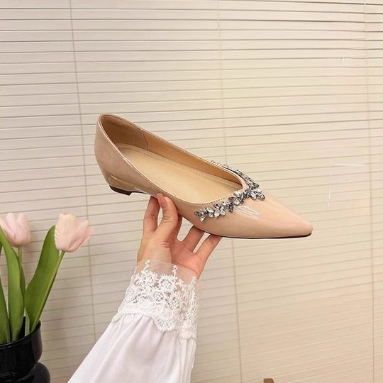 Damen elegante Ballerinas mit funkelnden Strass-Details EB