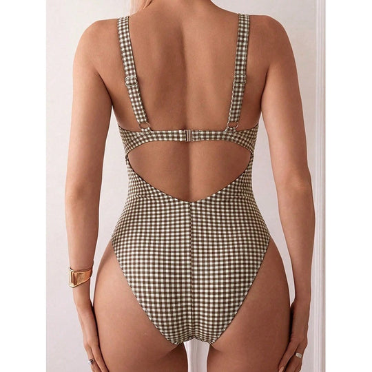 Damen Einteiler Badeanzug mit verspieltem Knoten und raffiniertem Cut-Out EB