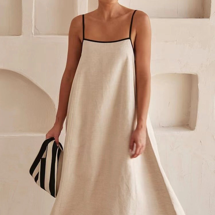 Damen luftiges Maxikleid mit feinen Trägern und elegantem Schnitt EB