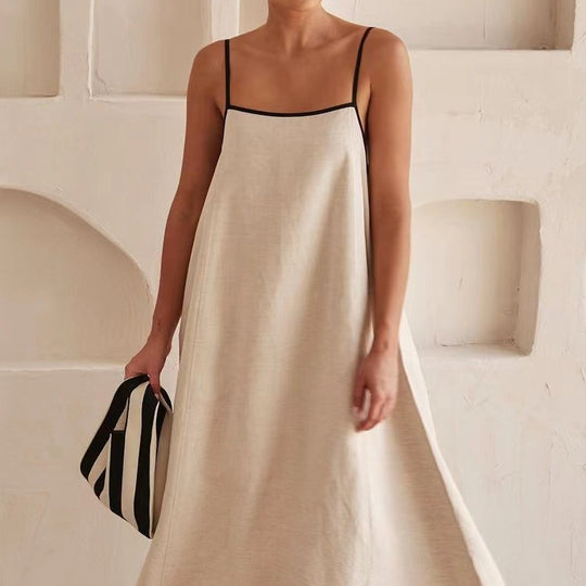 Damen luftiges Maxikleid mit feinen Trägern und elegantem Schnitt EB