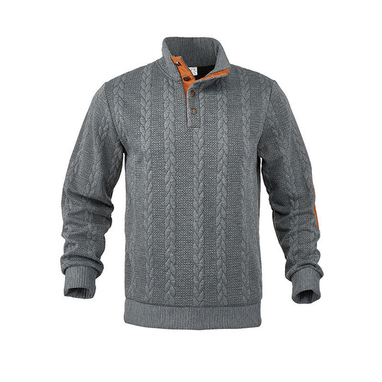 Herren modischer Strickpullover mit Stehkragen und kontrastierenden Akzenten EB
