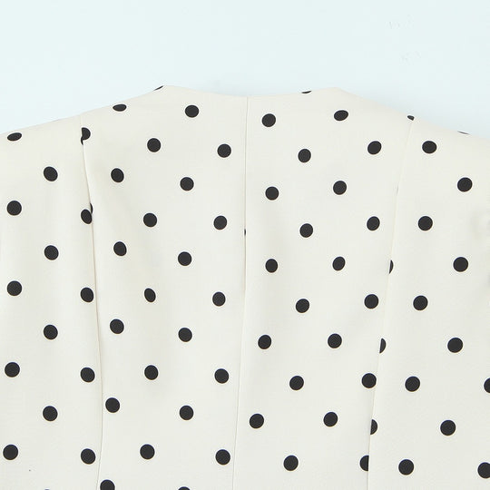 Damenbluse mit voluminösen Ärmeln und Polka-Dot-Muster EB