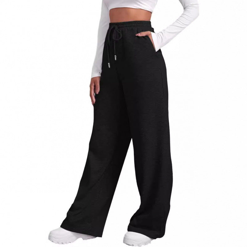 Damen nan fließende High-Waist Palazzo-Loungehose aus leichtem Jersey mit Elastikbund und praktischen Eingrifftaschen EB