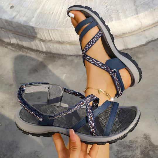 Damen Sportliche Trekking-Sandalen mit verstellbarem Riemen und gepolsterter Sohle EB