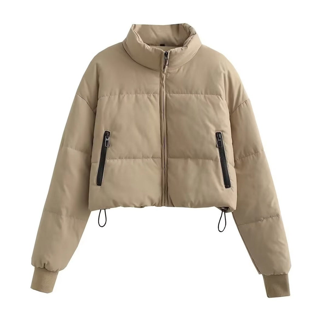 Damen cropped Steppjacke mit hochschließendem Kragen und praktischen Reißverschlusstaschen EB