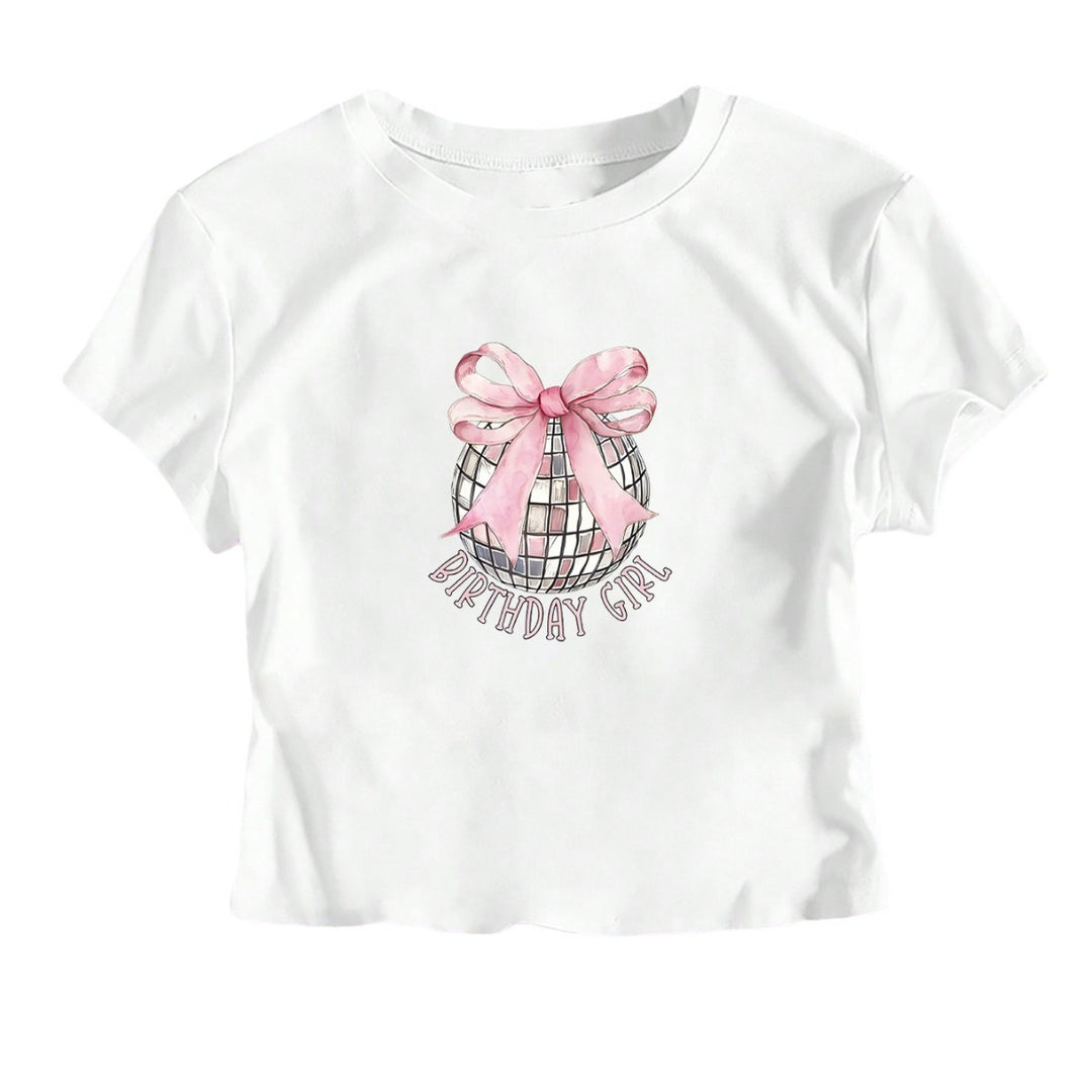 Damen Crop-T-Shirt mit festlichem Geburtstagsthema EB