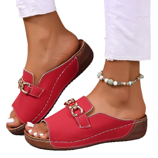 Damen Mules mit eleganter Kettenverzierung und komfortablem Fußbett EB