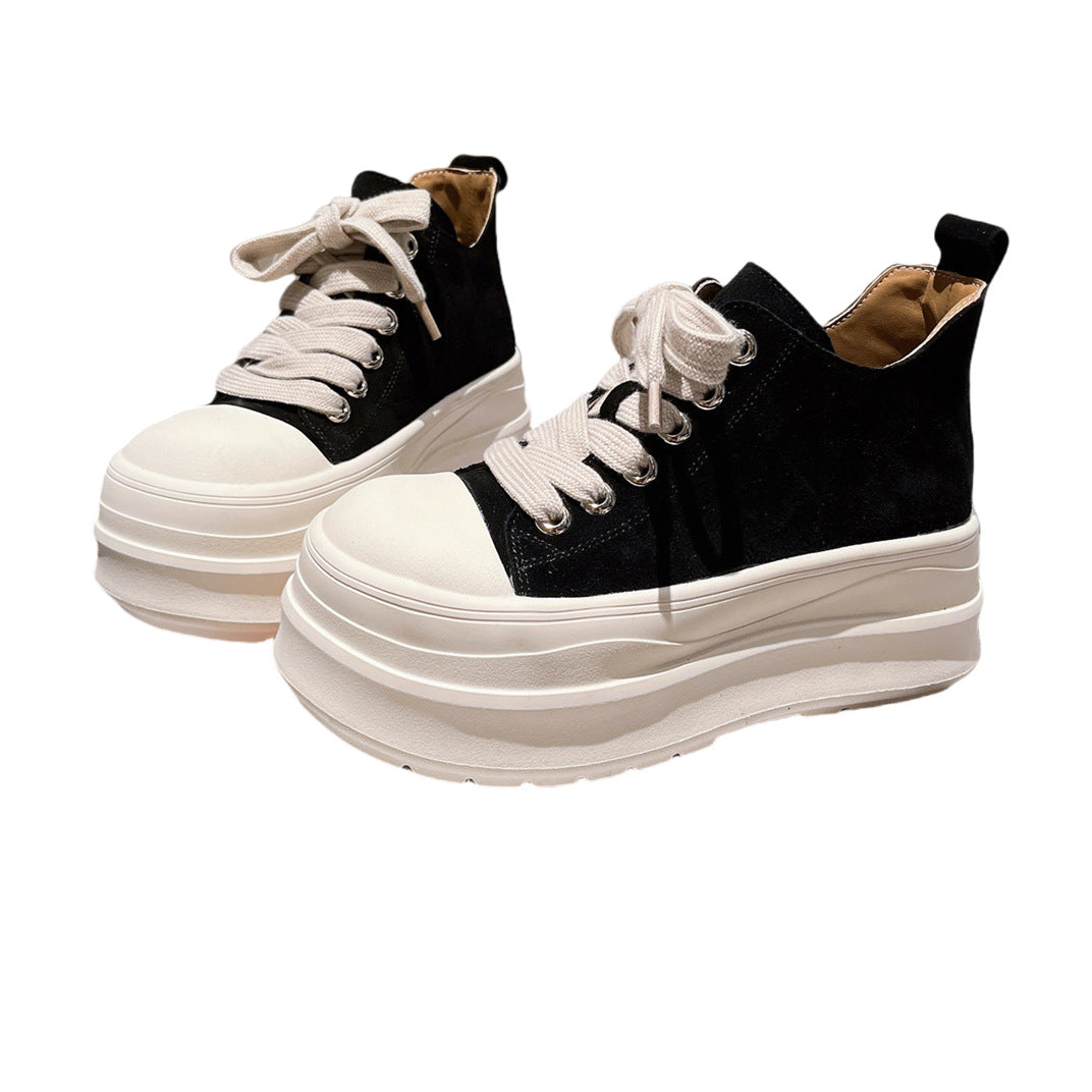 Damen Sportliche Chunky Sneakers mit hohem Plateau und atmungsaktiver Oberflächenstruktur EB