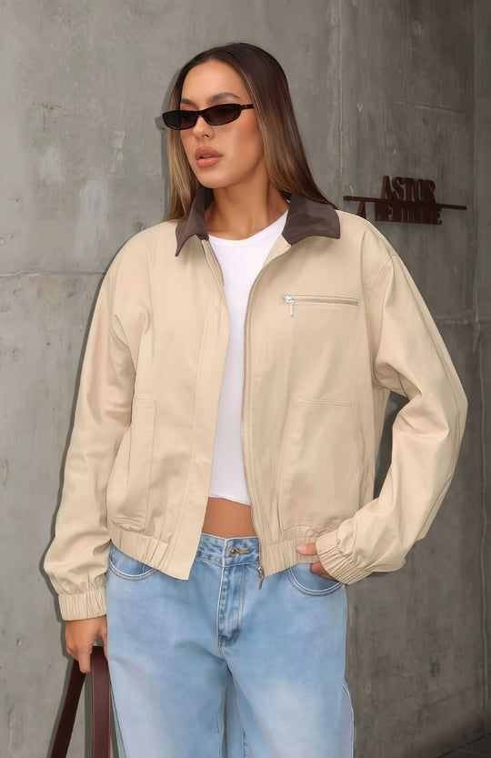Damen Sportliche Utility-Jacke mit leichtem Material und hohem Kragen EB
