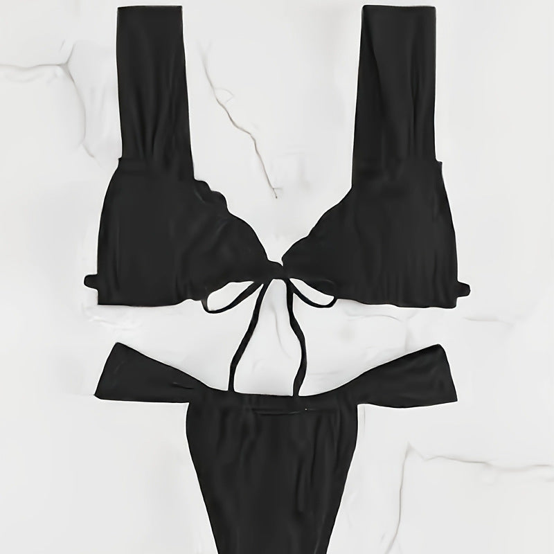 Damen Triangel-Bikini mit verstellbarem Bindeband und modischem Design EB