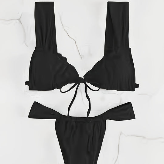 Damen Triangel-Bikini mit verstellbarem Bindeband und modischem Design EB