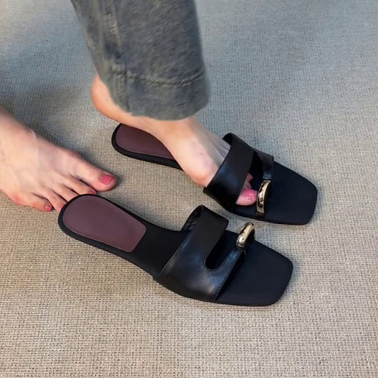 Damen elegante Sling-Sandalen mit modischem Riemen und komfortablem Fußbett EB