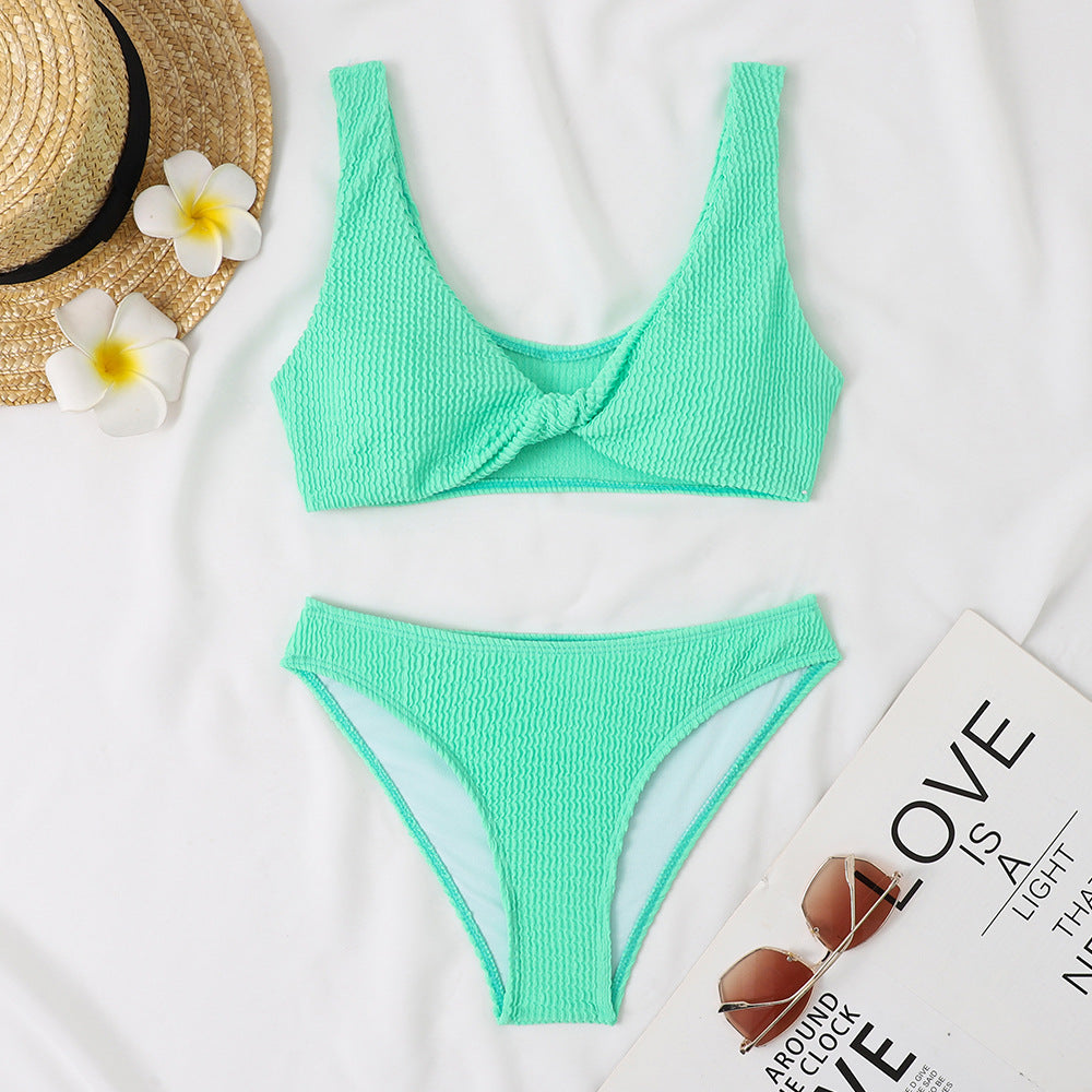 Damen Bikini-Set mit Twist-Design und hohem Taillenbund EB