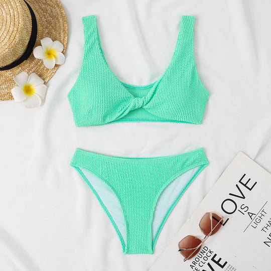 Damen Bikini-Set mit Twist-Design und hohem Taillenbund EB