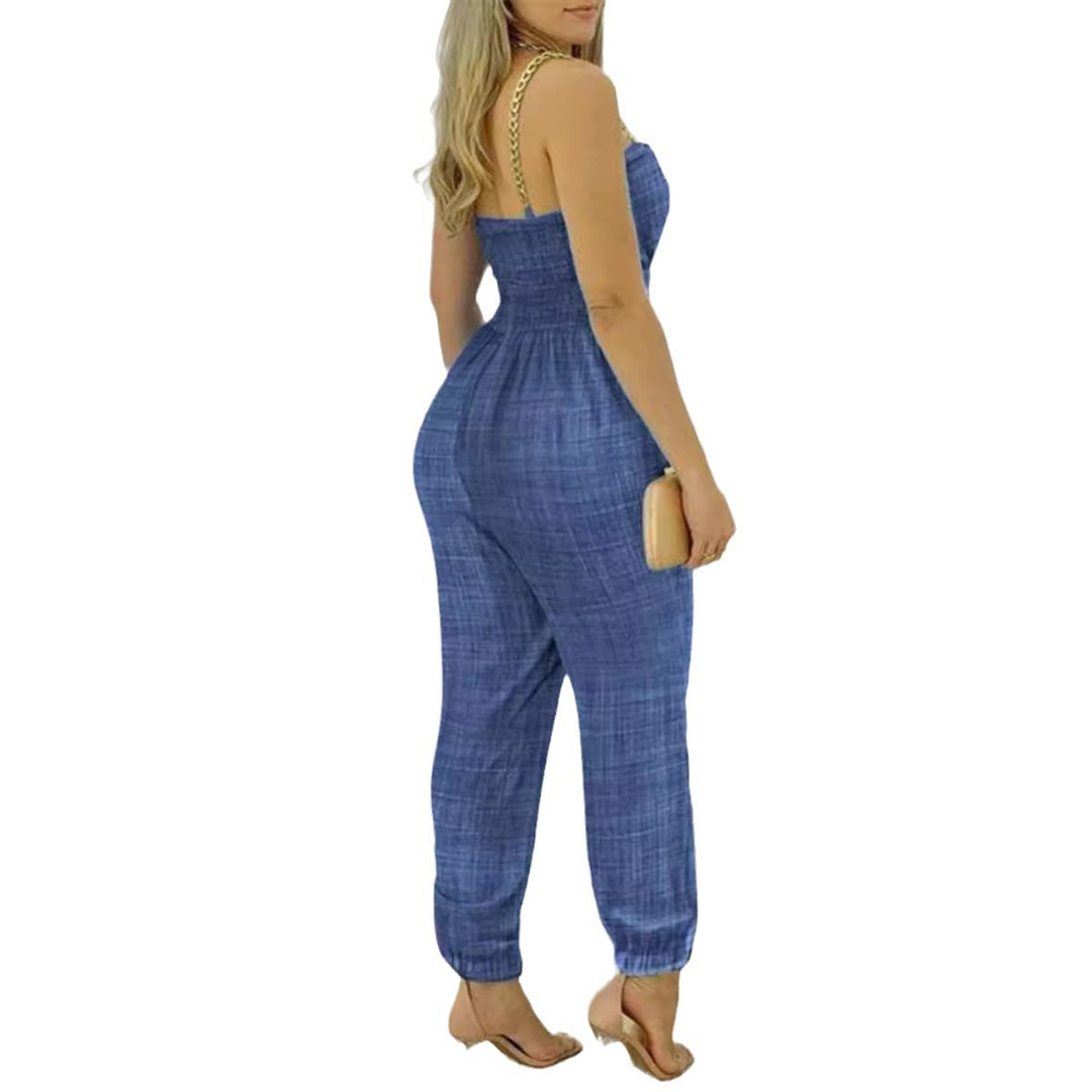 Damen modischer Jumpsuit mit schulterfreien Trägern und cut-out Details EB