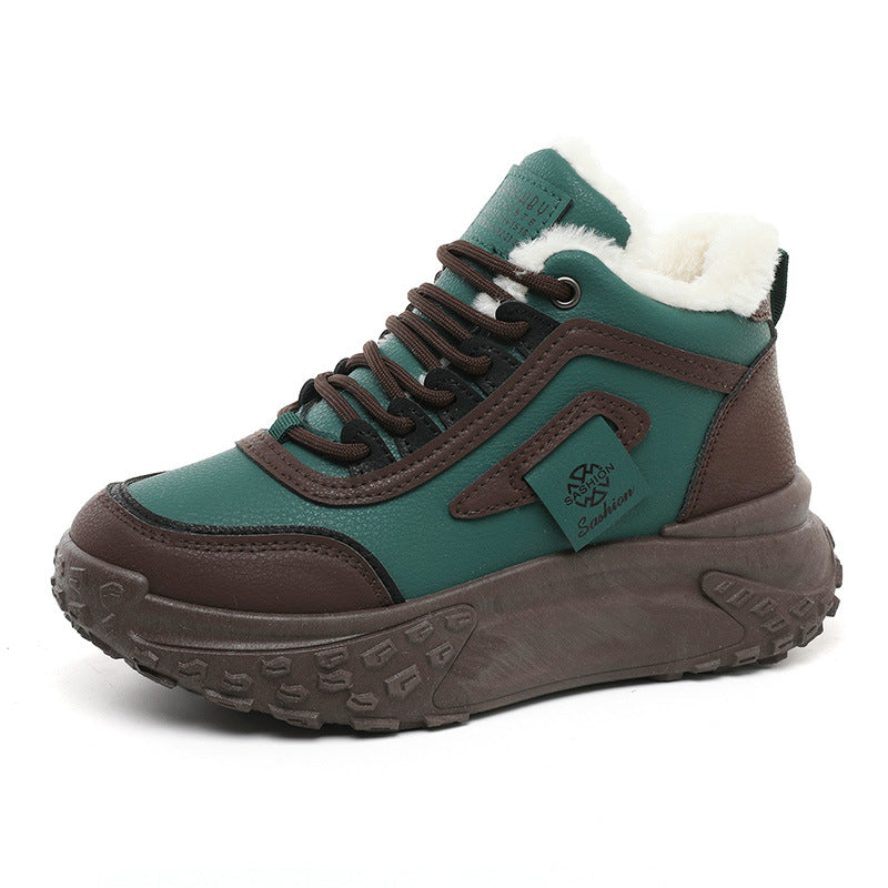 Damen modische Hochschnitt Sneakers mit warmem Futter und rutschfester Sohle EB