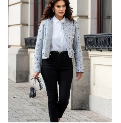 Damen elegante Jacke mit strukturiertem Design EB
