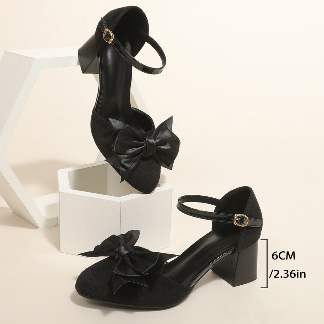 Damen elegante Slingback-Pumps mit dekorativen Schleifen und Blockabsatz EB