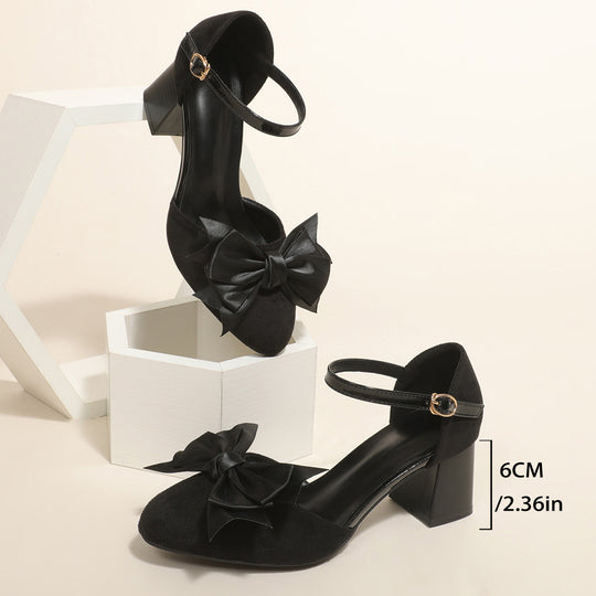 Damen elegante Slingback-Pumps mit dekorativen Schleifen und Blockabsatz EB