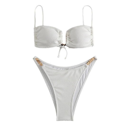 Damen Triangel-Bikini mit raffiniertem Rippendesign und verstellbaren Trägern EB