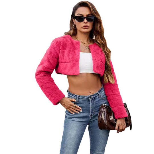 Damen kurz geschnittene Fleecejacke EB