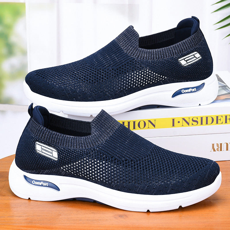 Damen nan nahtloser Strick-Slip-On Alltagswalker mit elastischem Knöchelschaft und stoßdämpfender Luftkissen-Zwischensohle EB