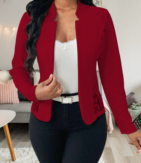 Damen Elegante Blazerjacke mit feinen Häkelverzierungen EB