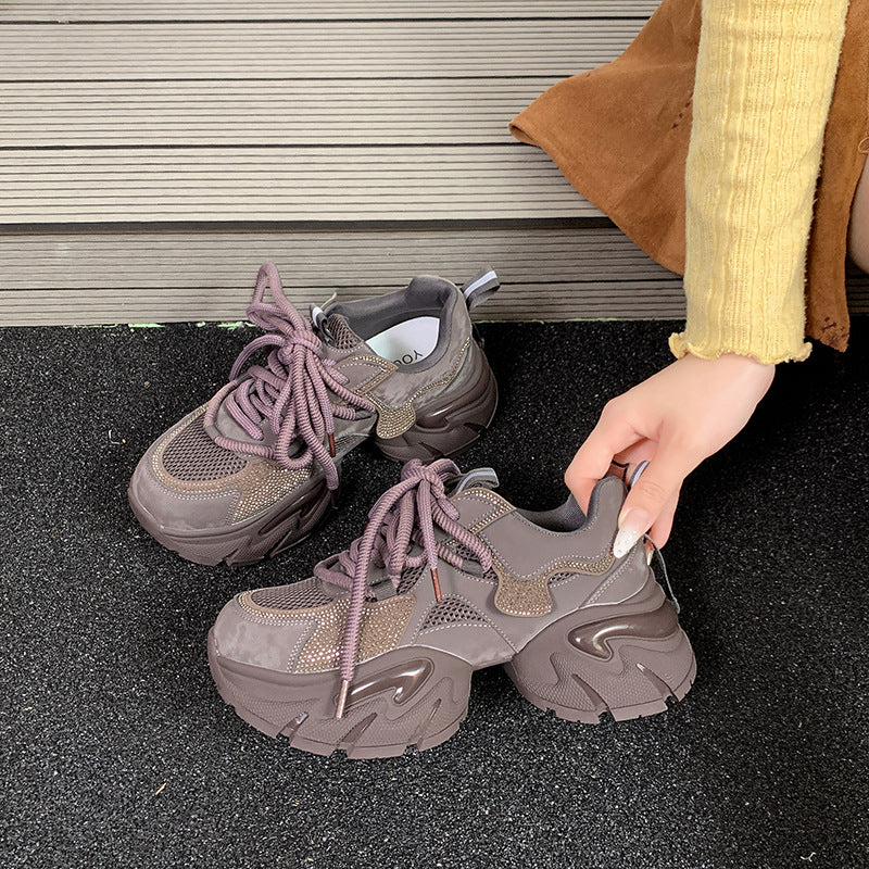 Damen Sportliche Chunky Sneakers mit atmungsaktivem Obermaterial und rutschfester Sohle EB