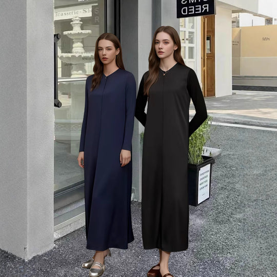 Damen Elegantes Langarm-Maxikleid mit schmeichelndem Schnitt und zeitlosem Design EB
