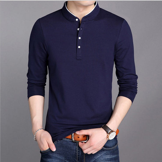Herren Langarm-Henley-Shirt mit modernem Schnitt und hochwertiger Baumwolle EB