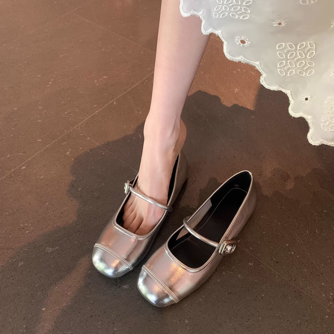 Damen Ballerinas mit dekorativem Riemchen und hochwertiger Metallakzent EB