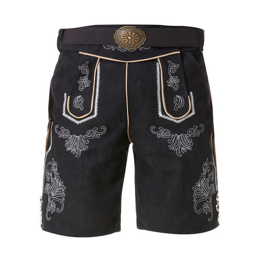 Herren nan kurze Trachtenlederhose mit filigranen Stickereien und Zierschnalle EB