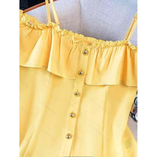 Damen Bluse mit Rüschendetails und Knopfleiste EB