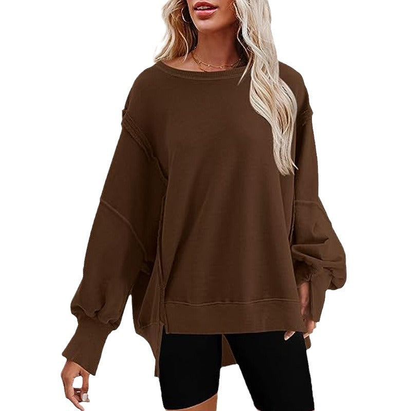 Damen Komfortabler Oversized Pullover mit lässigen Puffärmeln EB